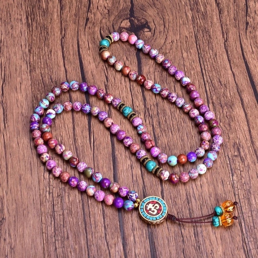 Meditation Yoga Mala Prayer necklace 8mm Jasper beads